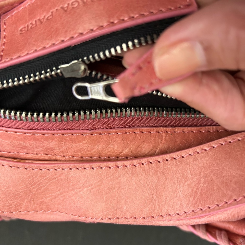 Coral Pink Leather Satchel Bag with Detachable Strap - Picture 10 of 16